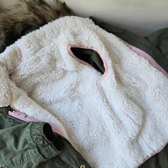 GAP Kids NEW 3-in-1 Parka Hooded Jacket Coat Toddler Girls Army Green Size 4T - Picture 7 of 13